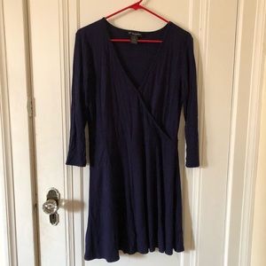 Navy blue faux wrap dress